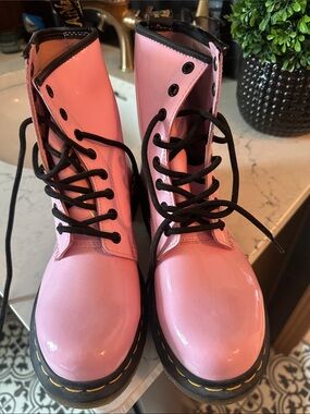 Doc Martens 
Pink Women's Lace-Up Combat Boots - Classic Gloss Finish